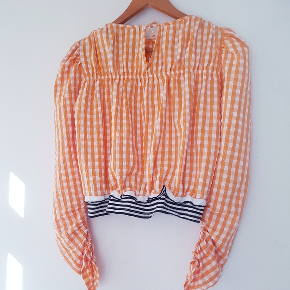 ZARA Orange Gingham Cropped Top - Picture 8 of 8